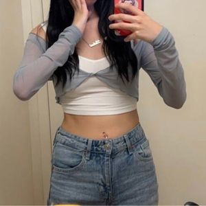 Front Crop Mesh Top Without Tube Top